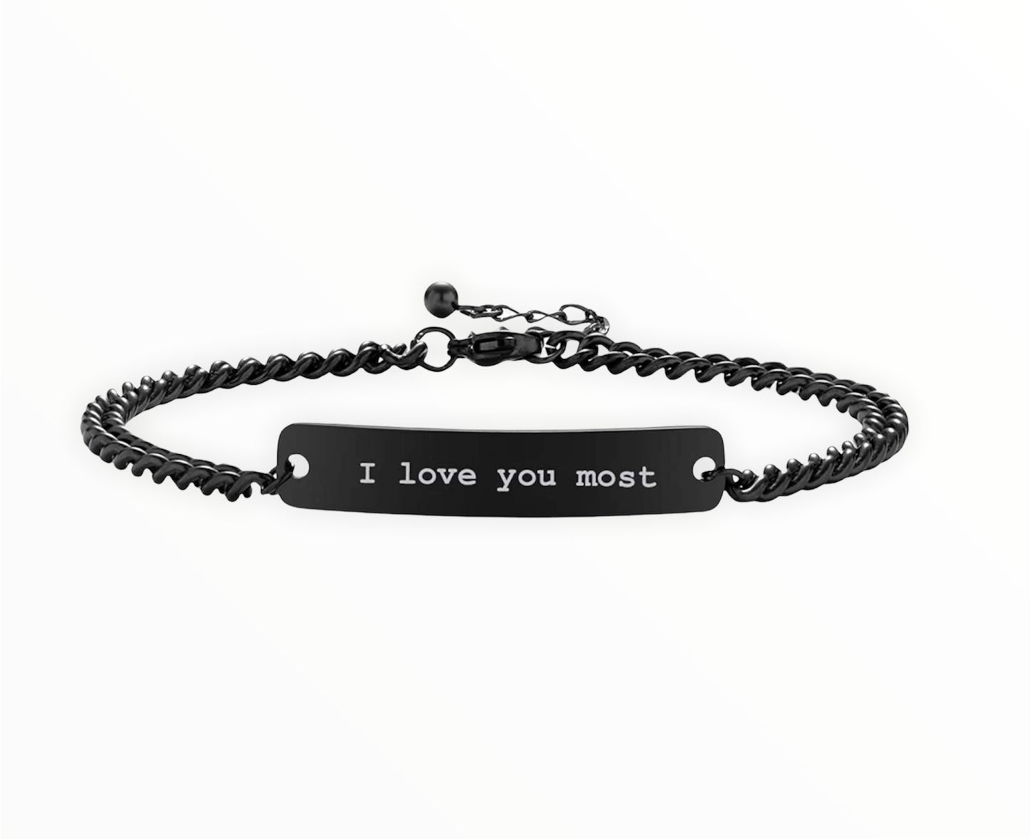 Stainless Steel Bracelet - I love you most - Black